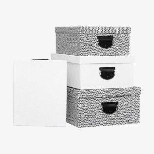 Lot de 4 boîtes avec couvercle - RELIEF