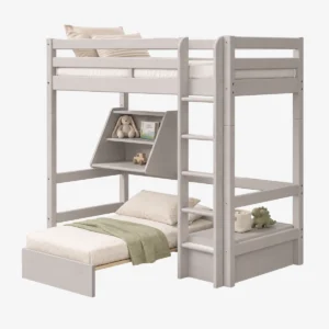 Lit enfant canapé - bureau - échelle droite et barrière 90x200 cm - FLEXA