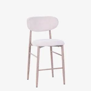 Tabouret snack en tissu et piètement effet bois clair – PRALINE
