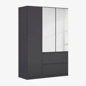 Armoire 3 portes et 2 tiroirs gris métal – ROXY