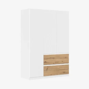Armoire 3 portes et 2 tiroirs, poignées blanc neige – ROXY