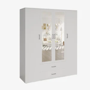 Armoire 4 portes avec 2 miroirs et 2 tiroirs L 160 cm – RISANI
