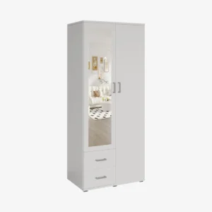 Armoire 2 portes avec miroir et 2 tiroirs L 80 cm – RISANI